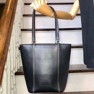 BURBERRY Black Leather Shoulder Bag Silver Hardware and Nova Check Lining MINT